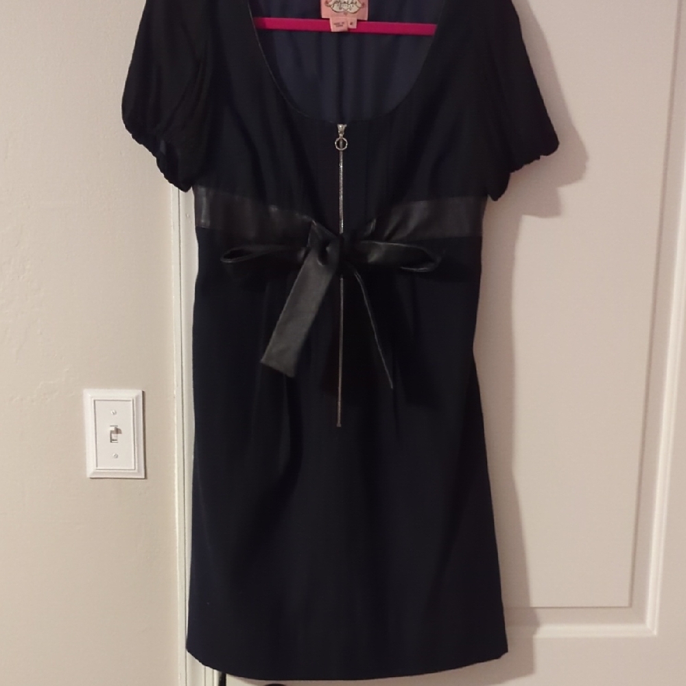 Phoebe Couture Black Mini Dress with Satin Bow